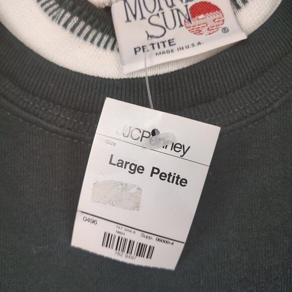 Vintage Morning Sun Grandma Sweatshirt Womens Large Petite Green Birds - Picture 5 of 9